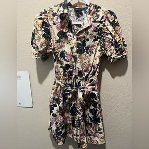 Who What Wear Floral Button Down Dress With Pockets